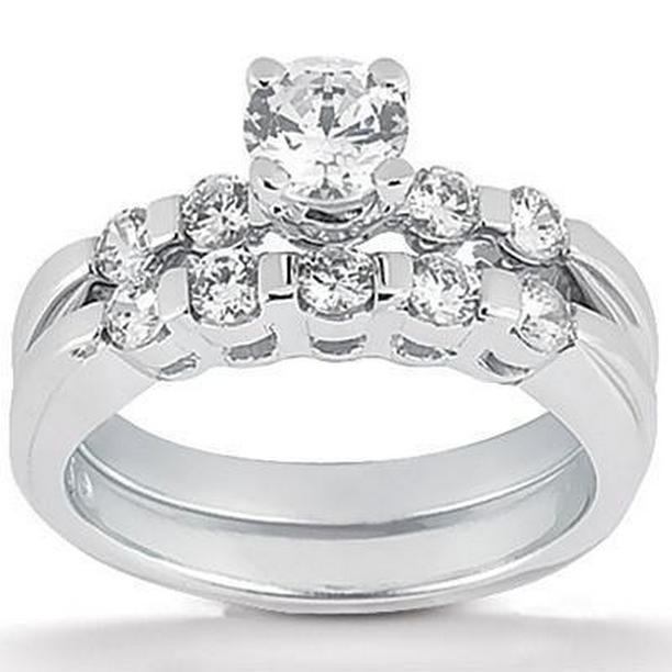 3 CT Diamond Engagement Ring Set, 14K White Gold - Size 6.5