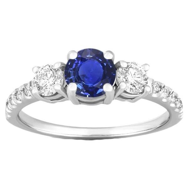 68826 Round Diamond Blue Sapphire 3 CT Ladies Anniversary Ring, Size 6.5