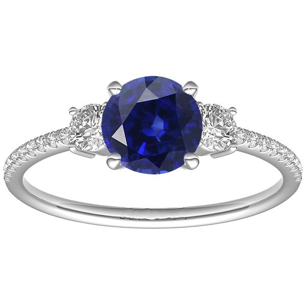 68831 Womens Diamond Sapphire 3.50 CT Round Cut Gold Ring with Accents, Size 6.5