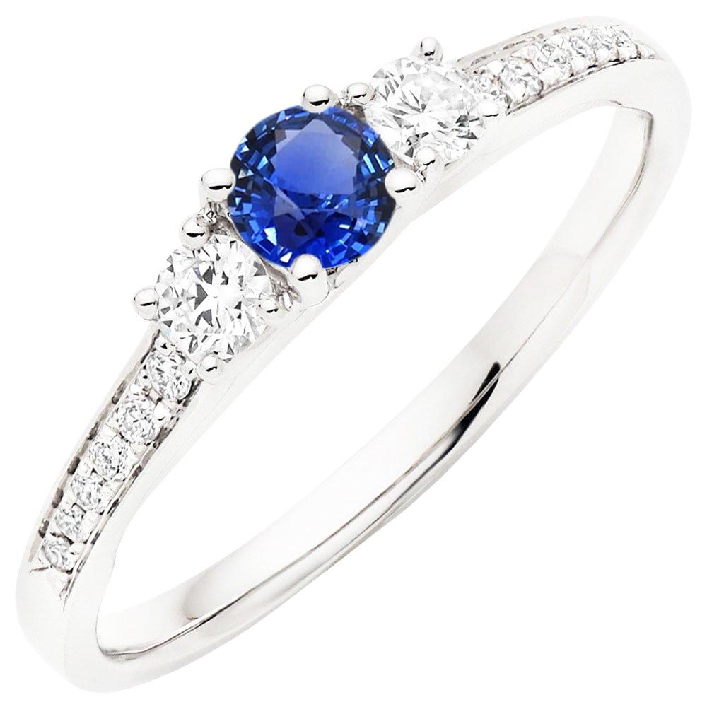 68838 2.50 CT Sparkling Diamond Round Ceylon Blue Sapphire Wedding Ring, Size 6.5
