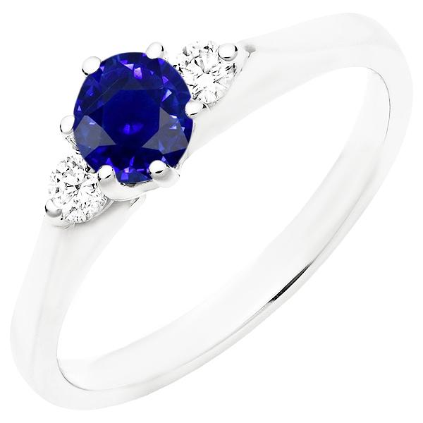 68844 2.50 CT Ceylon Sapphire Womens 3 Stone Round Diamonds Gemstone Ring, Size 6.5