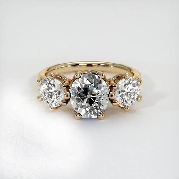 Picture of Harry Chad Enterprises 69380 3.75 CT Yellow Gold 3 Stone Oval Old Mine Cut Diamond Ring&#44; Size 6.5