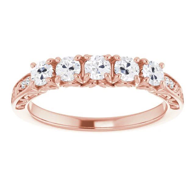 70515 4 CT Vintage Style Half Eternity Band Old Miner Diamond Prong Set, Size 6.5