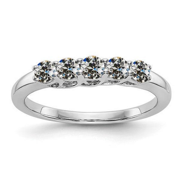 2.50 CT Round Old Mine Cut Diamond Anniversary Band, White Gold - Size 6.5