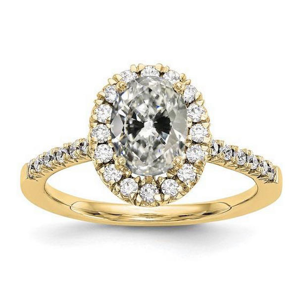 Picture of Harry Chad Enterprises 70959 4 CT Halo Round & Oval Old Cut Yellow Gold Diamond Ring&#44; Size 6.5