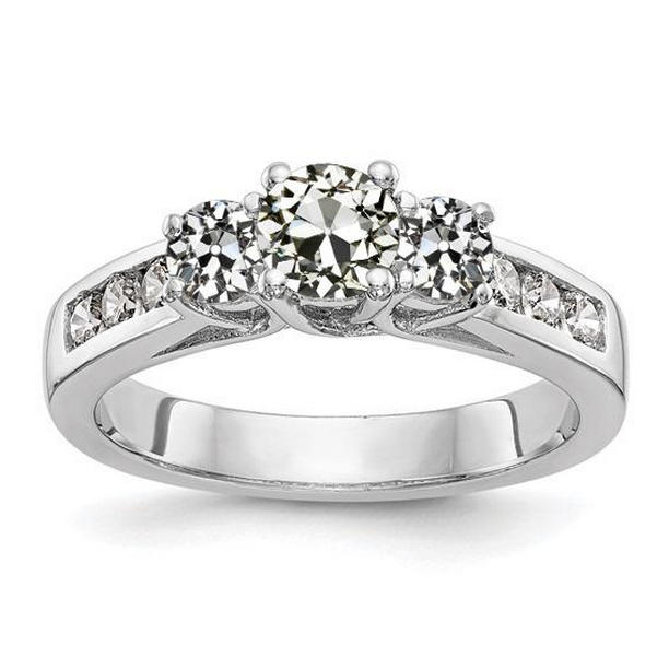 3 CT Round Old Miner Diamond Basket Channel Set Engagement Ring, Size 6.5