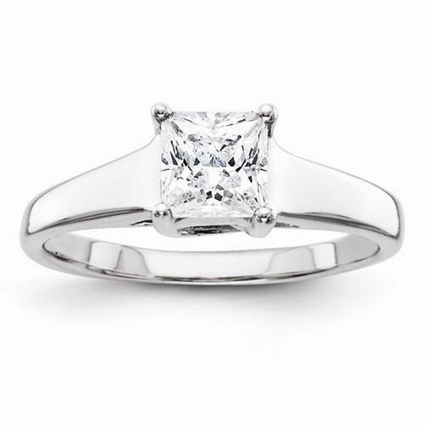 Picture of Harry Chad Enterprises 10002 1.25 CT Princess Cut Diamond Solitaire Ring&#44; 14K White Gold - Size 6.5