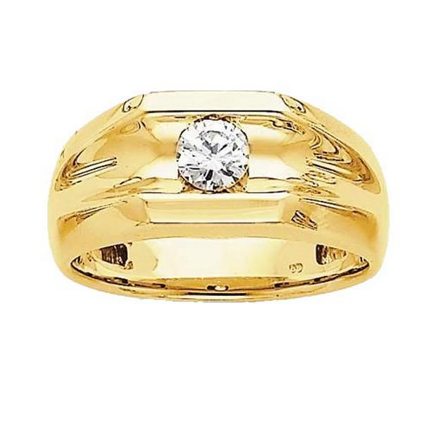Picture of Harry Chad Enterprises 10044 0.50 CT Diamond Solitaire Engagement Mens Ring&#44; 14K Yellow Gold - Size 8