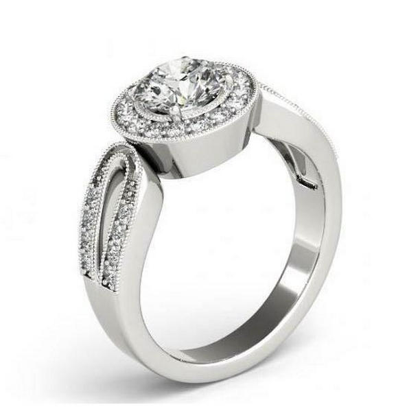 Picture of Harry Chad Enterprises 10125 1.35 CT Diamond Anniversary Round Engagement Halo Ring&#44; 14K White Gold - Size 6.5