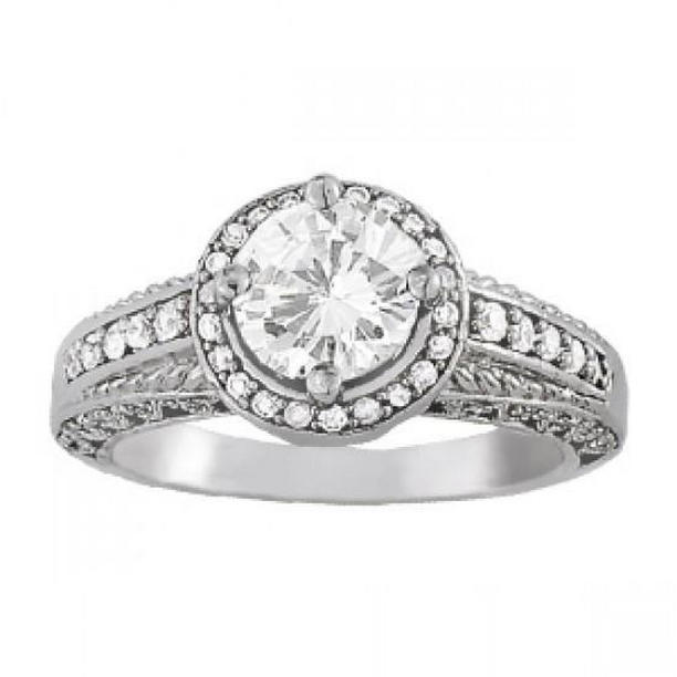 Picture of Harry Chad Enterprises 10139 1.50 CT Halo Diamond Vintage Style Engagement Ring&#44; 14K White Gold - Size 6.5