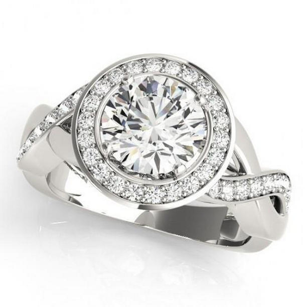 Picture of Harry Chad Enterprises 10154 2.10 CT Round Diamond Solitaire Halo Ring with Accent&#44; 14K White Gold - Size 6.5