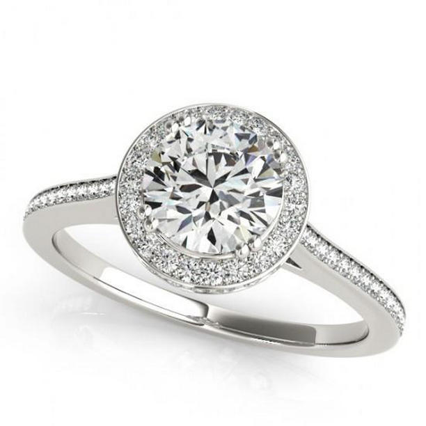 Picture of Harry Chad Enterprises 10178 2.25 CT Halo Round Diamonds Solid 14K White Gold Engagement Ring&#44; Size 6.5