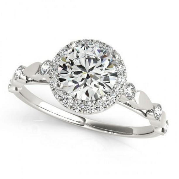Picture of Harry Chad Enterprises 10185 Round Halo Diamond 1.50 CT Engagement Anniversary Ring&#44; 14K White Gold - Size 6.5