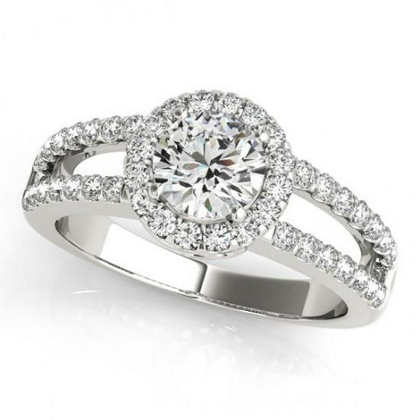 Picture of Harry Chad Enterprises 10192 1.60 CT Diamond Halo Double Row Engagement Fancy Ring&#44; 14K White Gold - Size 6.5