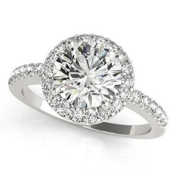 Picture of Harry Chad Enterprises 10229 2.50 CT Sparkling Halo Round Diamond Engagement Fancy Ring&#44; 14K White Gold - Size 6.5
