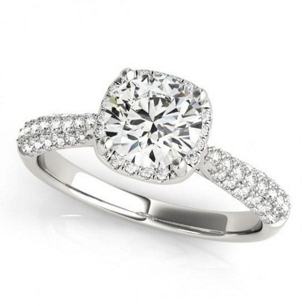 Picture of Harry Chad Enterprises 10254 1.50 CT Halo Diamond Solitaire Ring with Accent&#44; 14K White Gold - Size 6.5