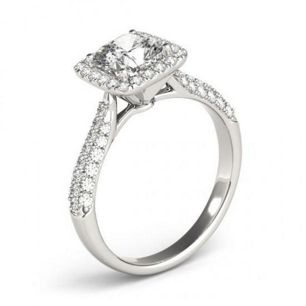 10261 Sparkling 2 CT Cushion Diamond Engagement Ring, 14K Solid Gold - Size 6.5