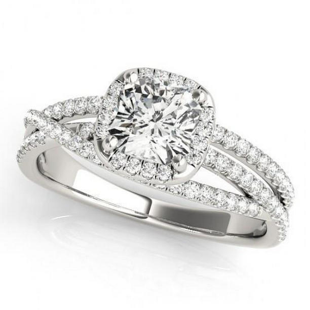 Picture of Harry Chad Enterprises 10268 1.74 CT Center Cushion Diamond Halo Engagement Ring&#44; 14K White Gold - Size 6.5