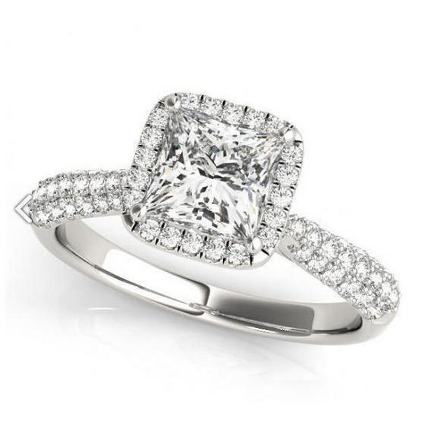 Picture of Harry Chad Enterprises 10273 1.75 CT Halo Diamond Engagement Fancy Ring&#44; 14K White Gold - Size 6.5