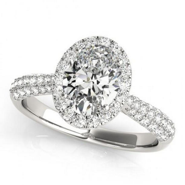 Picture of Harry Chad Enterprises 10331 Oval Halo Diamond 1.75 CT 14K White Gold Engagement Ring, Size 6.5