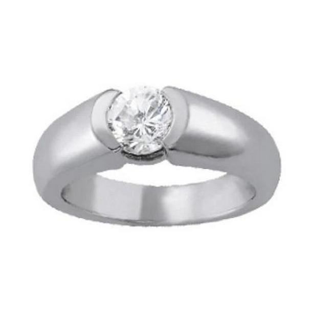 Picture of Harry Chad Enterprises 10387 0.75 CT Half Bezel Diamond Solitaire Ring&#44; 14K White Gold - Size 6.5