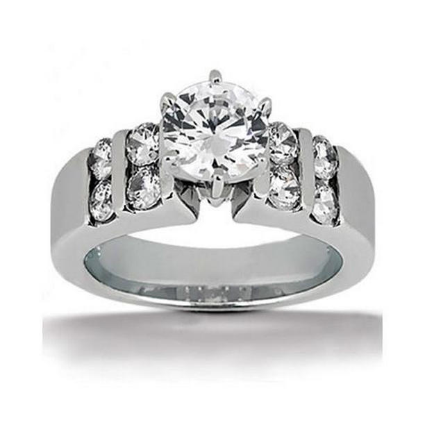Picture of Harry Chad Enterprises 1580 1.80 CT Round Diamond Solitaire with Accents Engagement Ring, Size 6.5