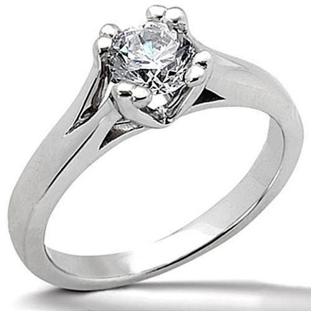 Picture of Harry Chad Enterprises 1622 1 CT Round Diamond Solitaire Ring&#44; 14K White Gold - Size 6.5
