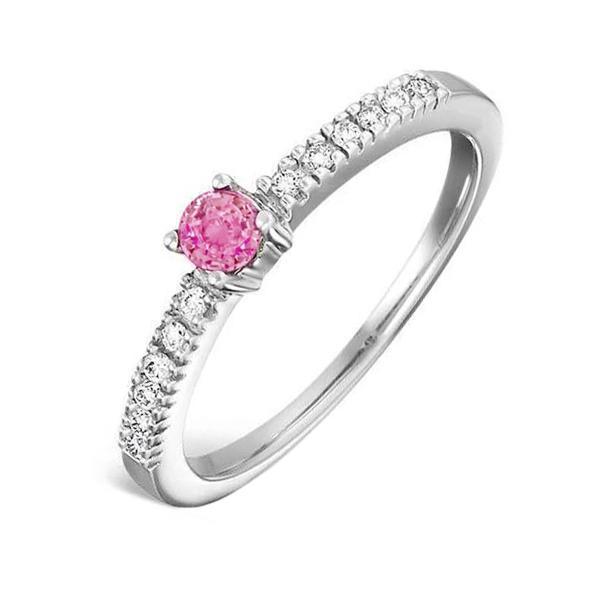 Picture of Harry Chad Enterprises 22682 Pink Sapphire & 1.45 CT Gemstone Diamond Ring&#44; 14K White Gold - Size 6.5