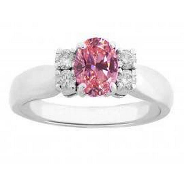 Picture of Harry Chad Enterprises 22825 2.10 CT Diamond with Pink Sapphire Gemstone Ring&#44; 14K White Gold - Size 6.5