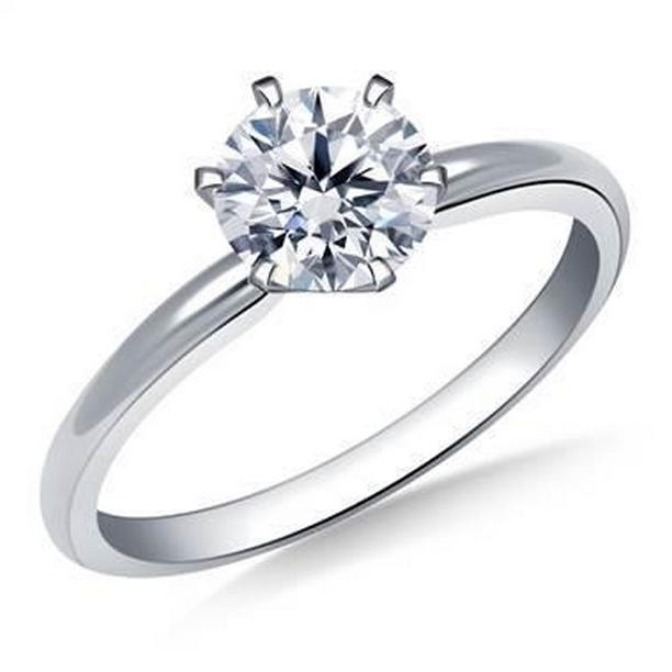 24481 1.30 CT Round Solitaire Solid Diamond Ring, 14K White Gold - Size 6.5