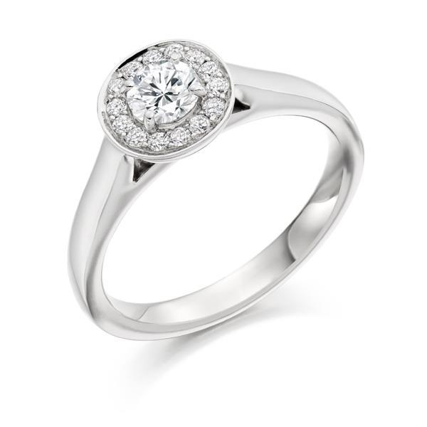 29170 Round Diamond 1.50 CT Prong Setting Halo Ring, 14K White Gold - Size 6.5