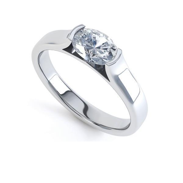 29191 Oval 1.50 CT Diamond Engagement Solitaire Ring, 14K White Gold - Size 6.5