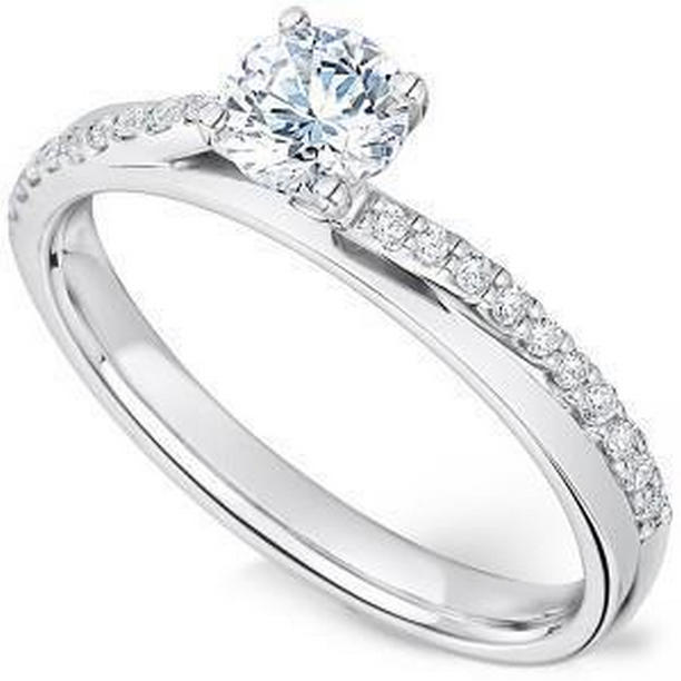 29254 2.25 CT Round Cut Diamonds Engagement Ring, 14K White Gold - Size 6.5