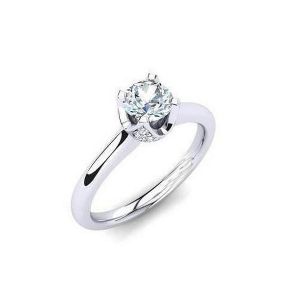 White Gold 1.50 CT Round Diamond Solitaire Ring, Size 6.5