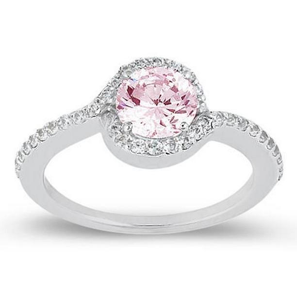 Picture of Harry Chad Enterprises 35032 1.35 CT Pink Sapphire & Round Diamonds Gemstone Engagement Ring&#44; 14K White Gold - Size 6.5