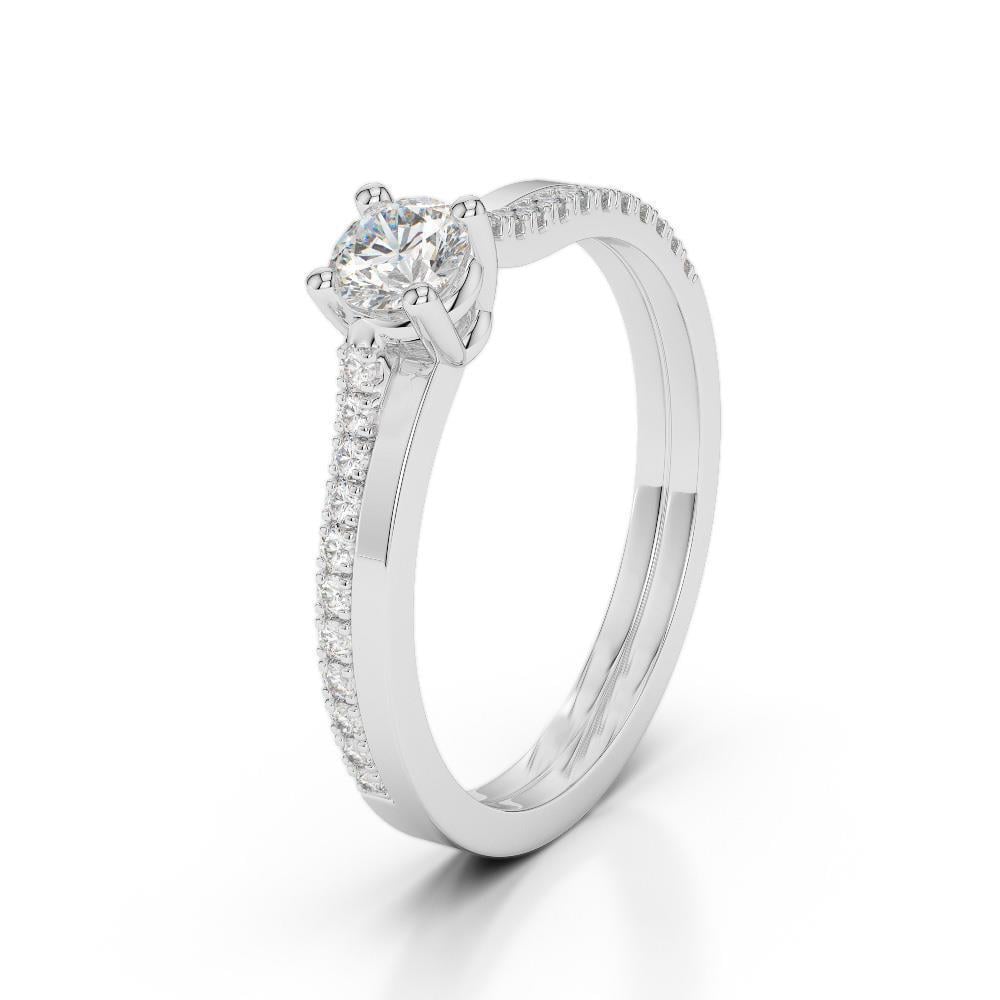 35218 2 CT Solitaire with Accent Diamonds Ring Prong Set, White Gold - Size 6.5