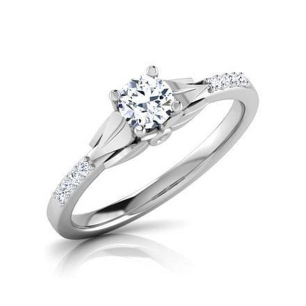 35241 1.40 CT Round Cut Diamond Engagement Ring, 14K White Gold - Size 6.5