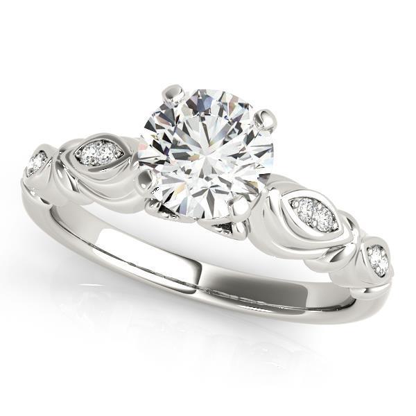 35474 Ladies Vintage Style Diamond 1.90 CT Solid Engagement Ring, 14K White Gold - Size 6.5