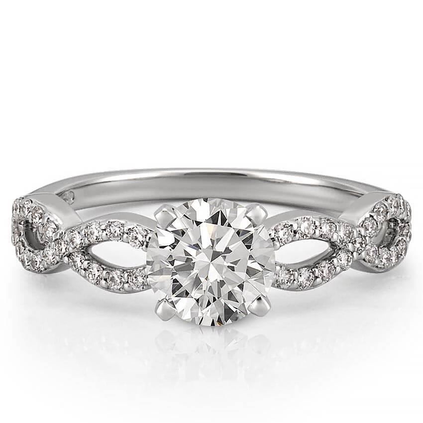 35503 1.20 CT White Gold Round Diamond Accents Engagement Ring, Size 6.5