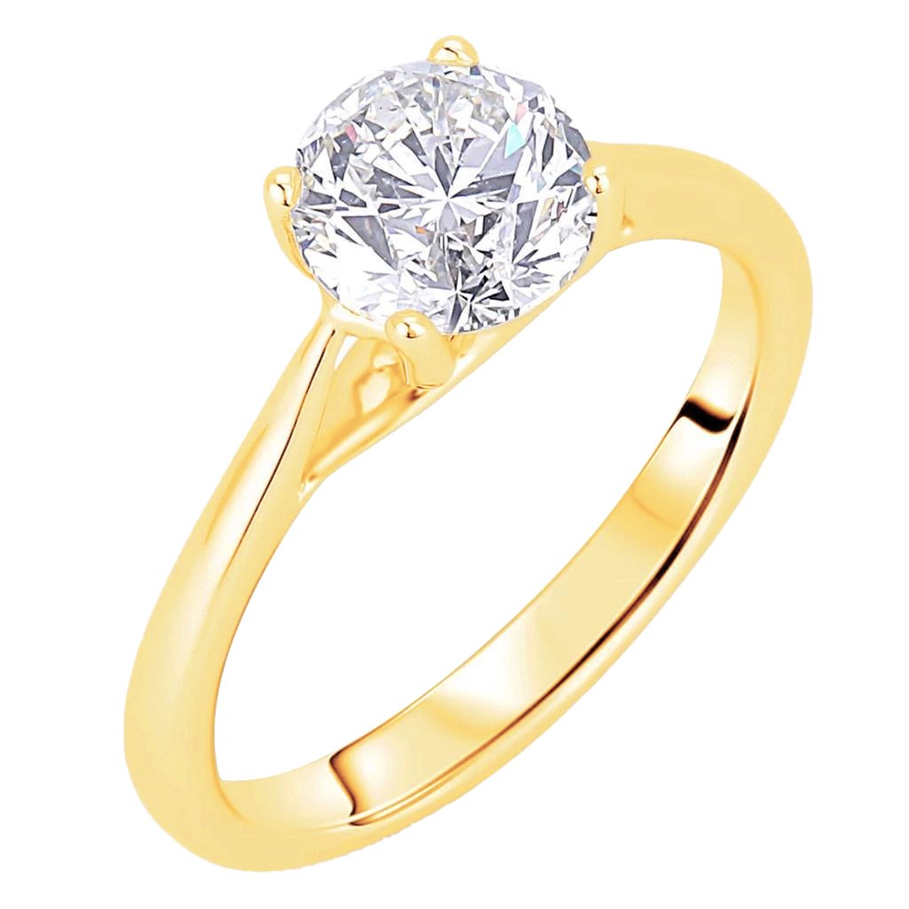 Picture of Harry Chad Enterprises 35530 2 CT Round Cut Solitaire Diamond Engagement Ring&#44; 14K Yellow Gold - Size 6.5