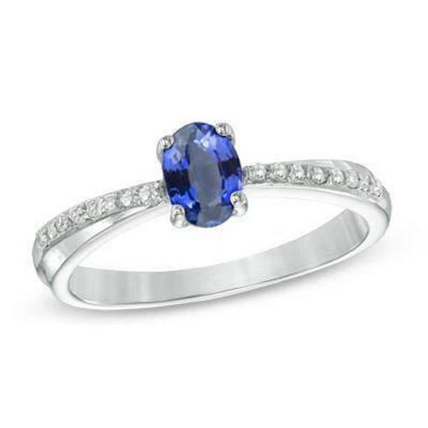 Picture of Harry Chad Enterprises 35545 2.30 CT Sri Lankan Sapphire Oval Cut with Round Diamonds Ring&#44; Size 6.5