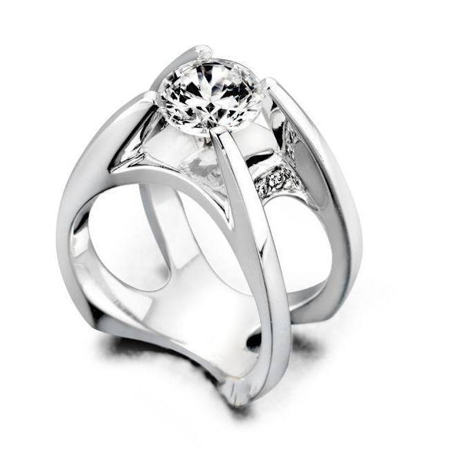 Picture of Harry Chad Enterprises 35565 Solitaire with Accents 1.80 CT Round Cut Diamond Engagement Fancy Ring, Size 6.5