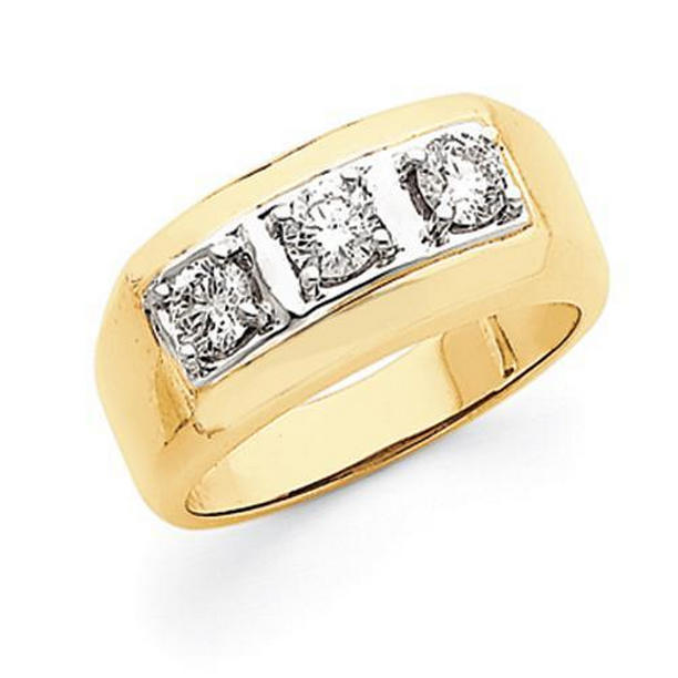 Picture of Harry Chad Enterprises 39626 0.75 CT Diamond Three Stone 14K Two-Tone Gold Mens Ring&#44; Size 8