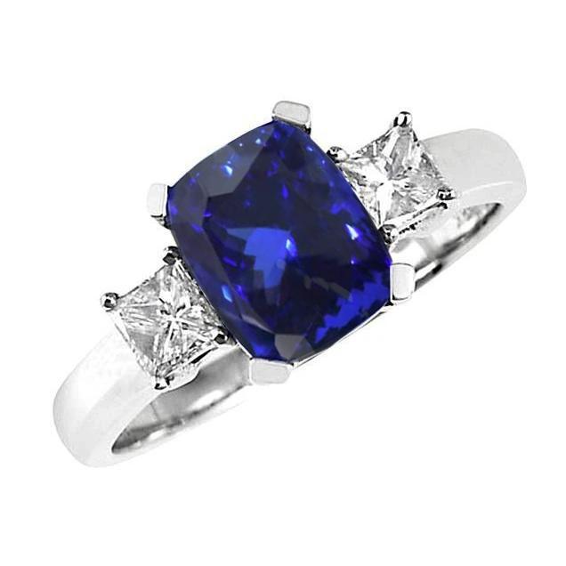 39824 Sparkling 4.01 CT Tanzanite Cushion & Diamond Anniversary Ring, Size 6.5