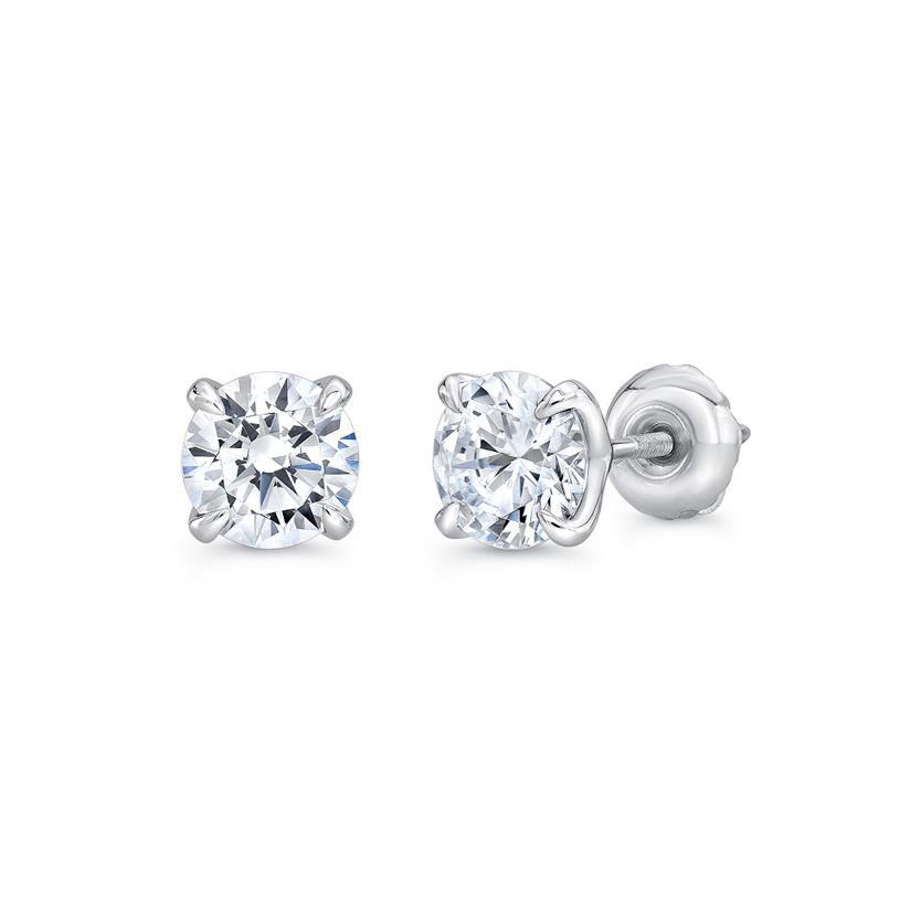 41332 1 CT Solitaire Diamond Stud Earring, 14K White Gold