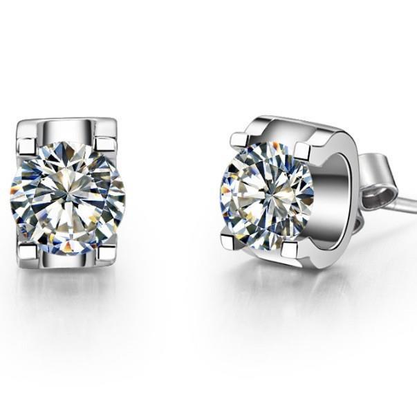 41342 1.5 CT Round Solitaire Diamond Stud Earring, 14K White Gold