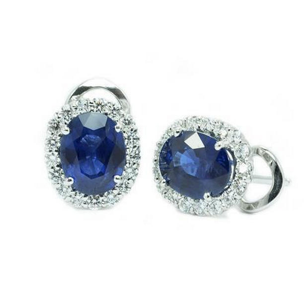 Picture of Harry Chad Enterprises 41383 2.44 CT Oval Sri Lanka Sapphire & Diamond Earring