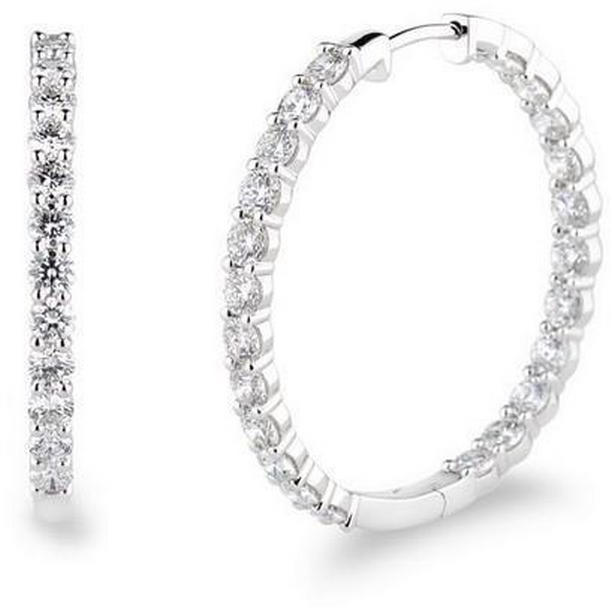 27 CT Round Brilliant Cut Diamond Hoop Earrings