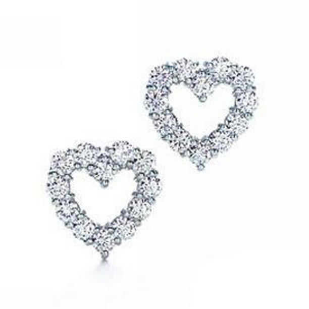 41426 2.4 CT Round Cut Diamond Stud Open Heart Earring