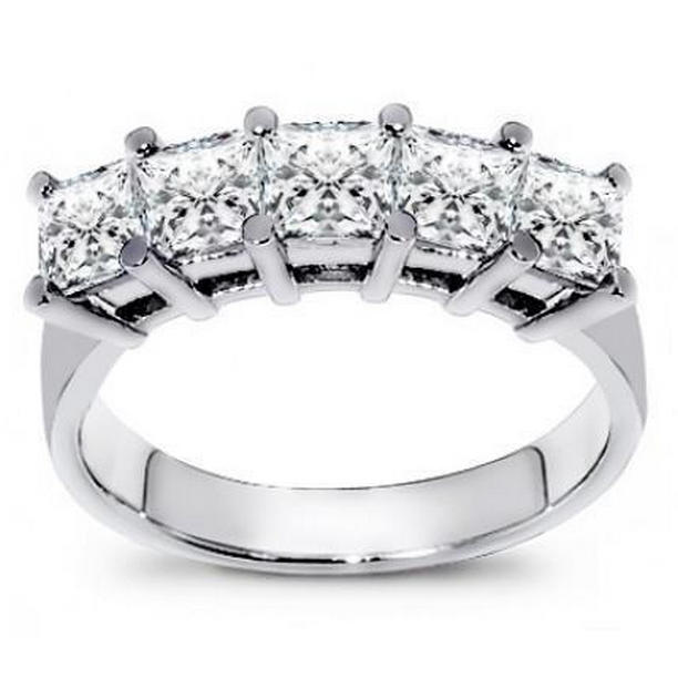 50776 3 CT Princess Cut Five Stone Diamond Band, Size 6.5